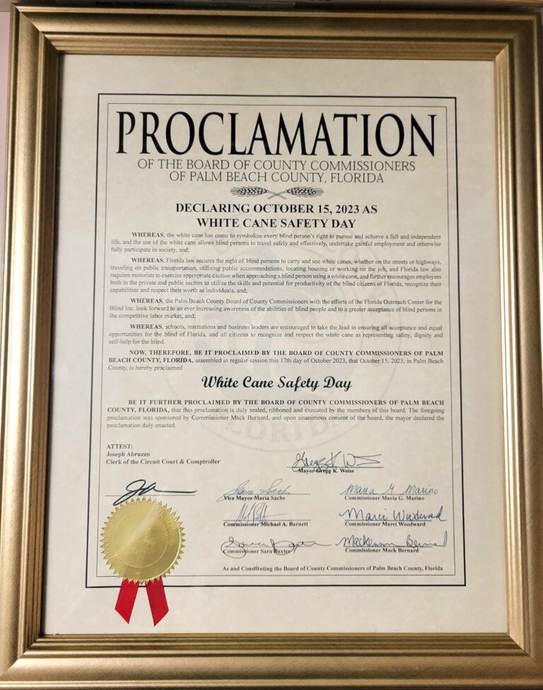 Proclamation declaring October 15th White Cane Awareness Day