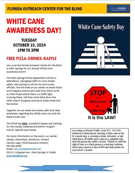 White Cane Awareness Day Nov 2024 Florida Outreach Center for the Blind