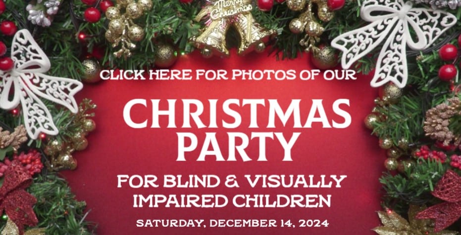 red background with text reading Christmas party
