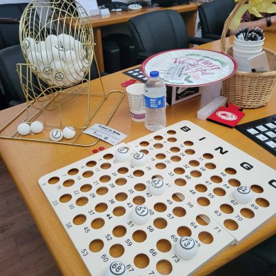 Bingo board all set up to play