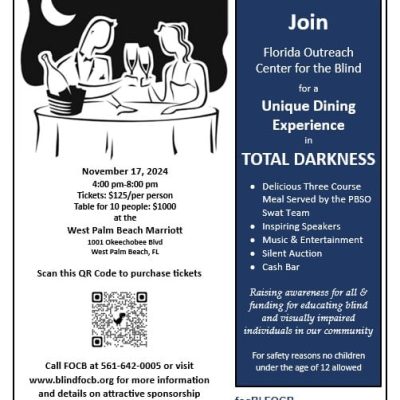 Dining in the dark flyer with QR code