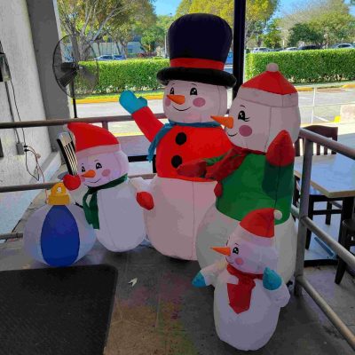 inflatable snowman family